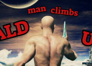 Bald Man Climbs Up